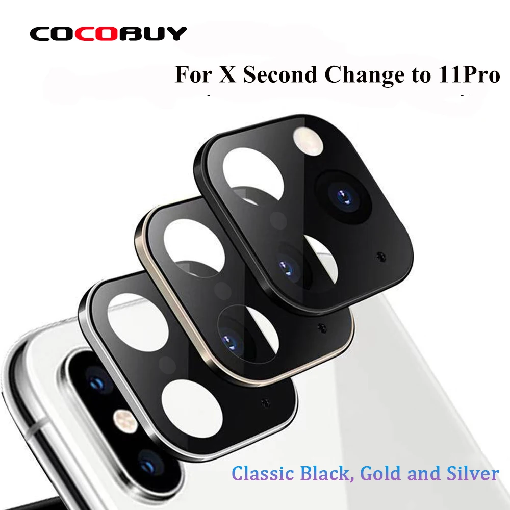 

Wholesale Fake Camera Glass For iPhone X XS XSMAX Glass Protector Modified Metal Sticker Camera Lens Second Change to 11Pro Max
