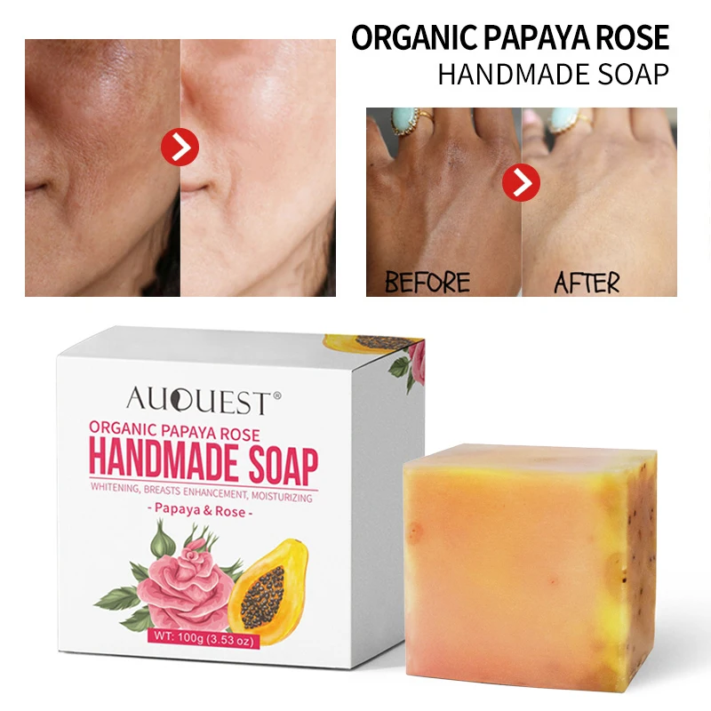 

Pore Cleaning Papaya Rose Handmade Essential Oil Soap Botanical Facial Bath Soap Natural No Stimulation Hand-Made Soap TSLM1