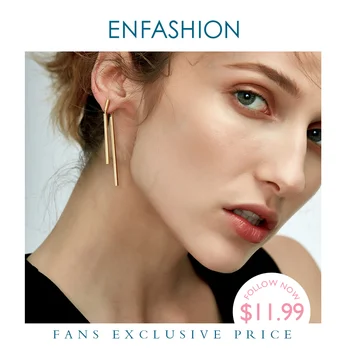 

Enfashion Jewelry Double Long Earrings Dangle Earring Rose Gold color Earings Stainless Steel Drop Earrings For Women Wholesale