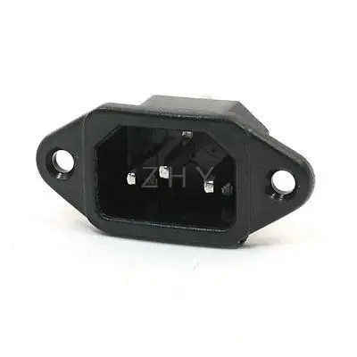 

AC 250V 10A 3P C14 Plug Panel Mount Power Inlet Socket Black