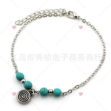 Европейский и американский минималистичный стиль, модный,, Бирюзовый Сплав, подвеска, однослойный ножной браслет в богемном стиле