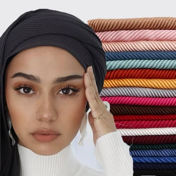 

10PC Popular Large Size TR cotton scarf Pleated Crinkle Women's Hijab Muslim Head Wrap wrinkle Shawl scarves Plain Colours