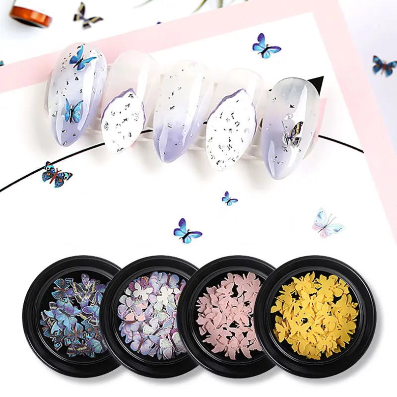 

Handmade wood pulp butterfly nail art jewelry boxed small butterfly 3D nail art decoration nail accessories female nail sequins