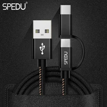 SPEDU 2в1 Micro usb type-C кабель для samsung Galaxy S9 S8 Plus Xiaomi type-C зарядный кабель для iphone xr xs max x 7 8 plus 6s