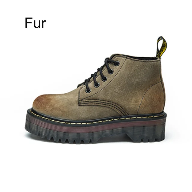 Khaki Fur Новая зимняя обувь; женские ботинки; женские зимние ботинки martin; ботильоны; женская обувь; кожаные ботинки; Bota; женские ботинки; Botas Mujer - Цвет: Khaki Fur