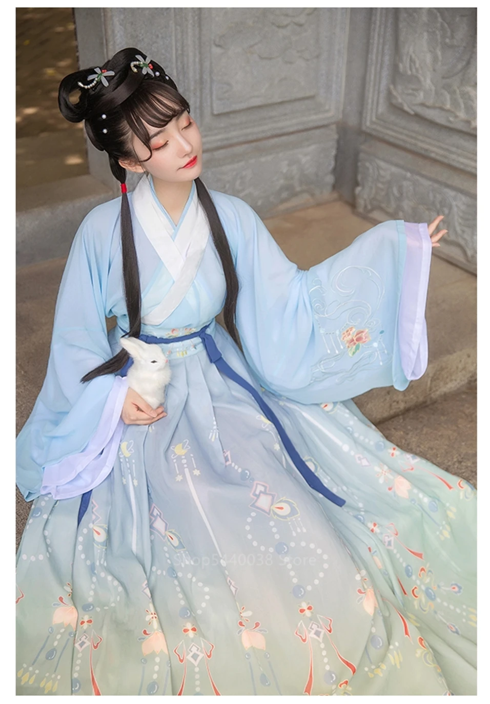 Женский традиционный костюм ханфу Китайская одежда фестиваль наряд вышивка древний народный сценический танцевальный костюм
