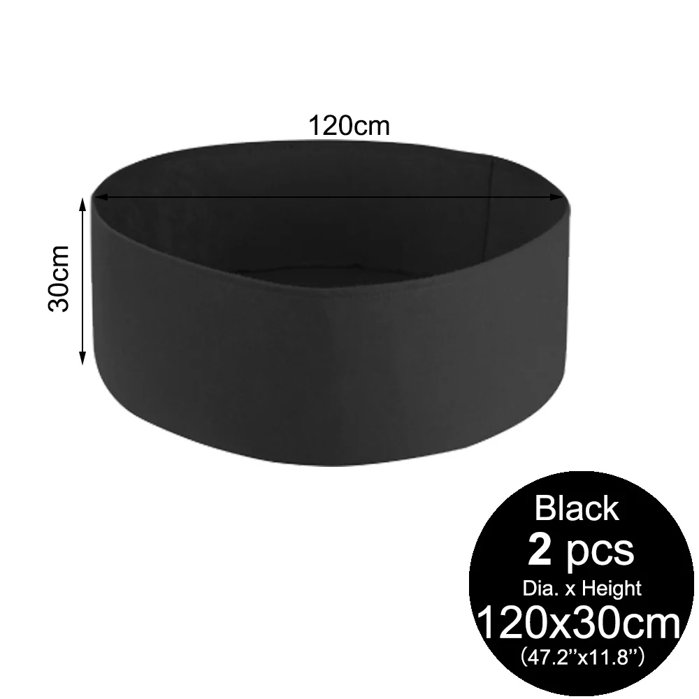 MUCIAKIE 2 шт. 120x30 см патио садовые мешки для выращивания 90 галлонный круглый тканевый мешок корень контейнер растущие сумки горшок для аэрации коробка - Цвет: 2pcs 120x30cm-black