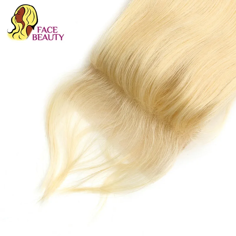Facebeauty 5x5 бразильские Прямые Человеческие волосы Remy чистый 613 медовый блонд