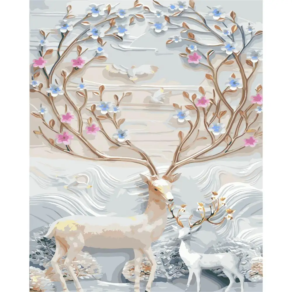 Безрамная краска ed Deer DIY Краска ing по номерам Современная Настенная Художественная Картина Краска по номерам Unque подарок для домашнего декора - Цвет: Q62