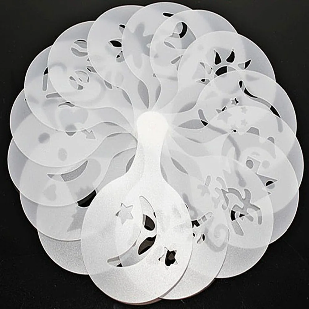 New-Brand-16pcs-Plastic-Fancy-Coffee-Printing-Model-Cafe-Foam-Spray-Template-Barista-Stencils-Decoration-Tool