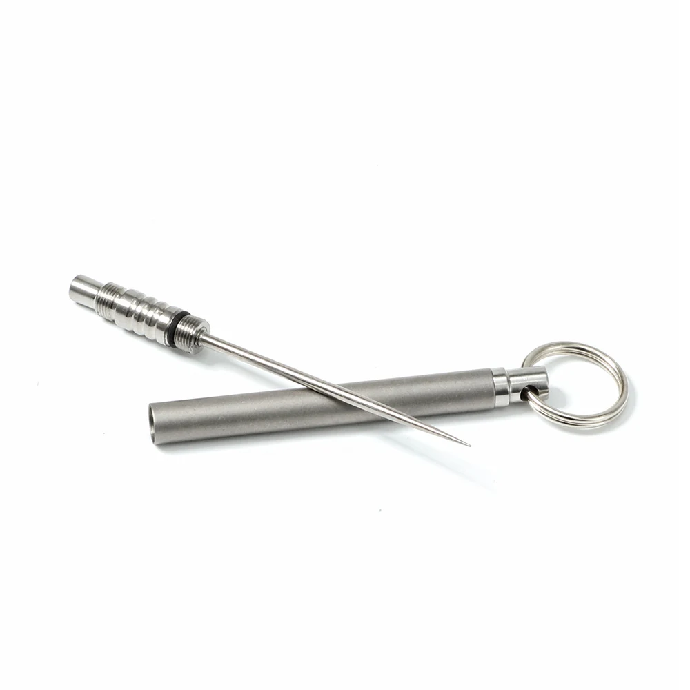 

with Toothpick Toothpick Tube Holder Key Ring Portable Waterproof Silver Titanium Alloy 1 Set Hiking Travel Health Gadget