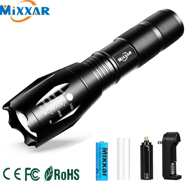 US $2.71 ZK20 Dropshipping LED Rechargeable Flashlight T6 L2 V6 Bright torch Lamp 18650 Battery outdoor Bicy