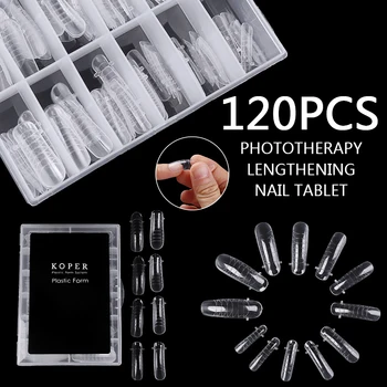 

Builder Gel Mold Forms 120Pcs Building Mold Nail Tips Dual Form False Nails Reusable UV Builder Tips Clip Clear Full Cover Shape