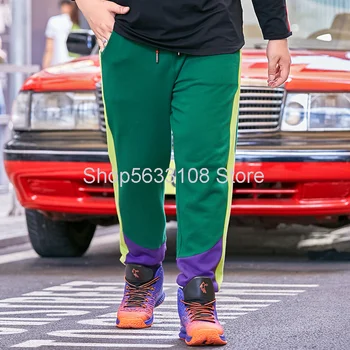 

Loose Leisure Male Pants Side Spell Color System Rope Slim Leggings Plus Fat Plus Size Male Super Fat Brother