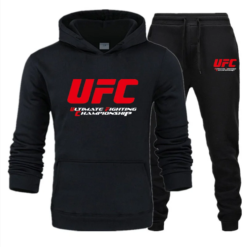 

2020 New Hoodie+Pants Two Pieces Print Summer Fall Hoodies Sportwear Men Tracksuit Oversized Sweatshirt Long Sleeve Boxing Fans