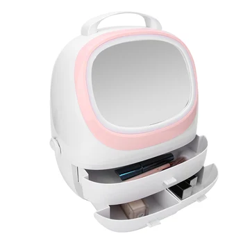 

Nail Polish Organizer Cosmetics Storage Box Desktop Large Capacity Dustproof Cosmetics Box with Handle Organizer