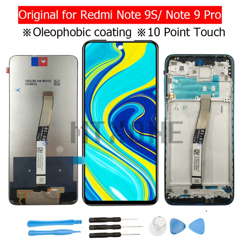 Оригинальный ЖК дисплей с рамкой для Xiaomi Redmi Note 9S/ 9 Pro 4G сенсорный экран дигитайзер