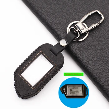 

For Sher-khan Mobicar A Mobicar B Two Way Car Alarm System LCD Remote Control 100% Leather Keychain Fob Case Car accessories