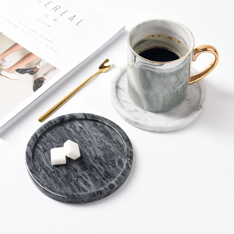Natural Marble Decorative Trays Nordic Cake Dessert Plates Jewelry Cosmetic Display Storage Tray Round Desktop Decoration Plate 4