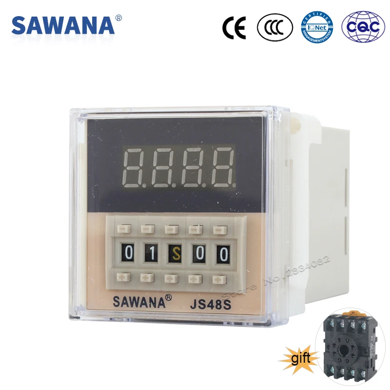 Pre-formulation time relay H5CN on-delay SPDT AC24/DC24V 12V 0.01S-99H99M JS48S-1Z Socket base Counts Timer Relays | Обустройство