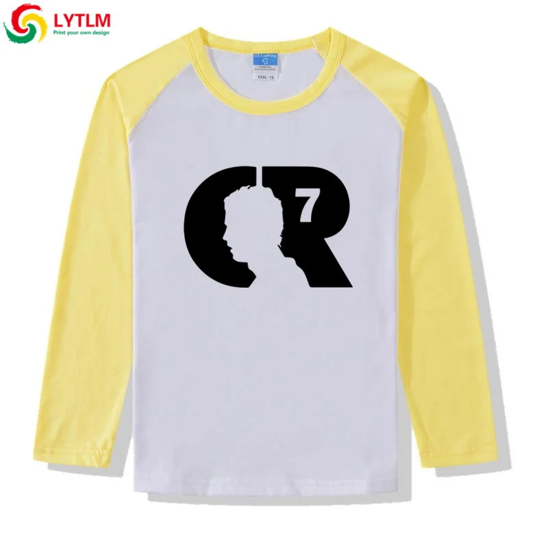 LYTLM Cristiano Ronaldo/Одежда для мальчиков Осенняя футболка с длинными рукавами Детская рубашка для мальчиков CR7 брендовые хлопковые топы для мальчиков, Roupa Menina, зима - Цвет: CXCJ LYCRA Maize