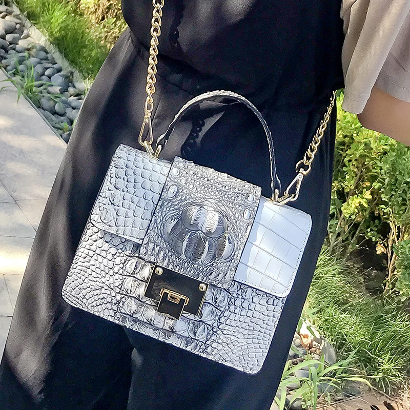 Маленькие женские сумки через плечо с крокодиловым узором, женские роскошные кожаные сумки, дизайнерские женские винтажные сумки через плечо