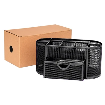 

Portable Practical Desktop Pen Holder Organizer Mesh Metal Pencil Storage Box Stationery Container Office Supplies Items