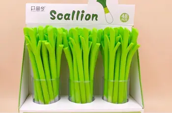 

creative Green Chinese onion gel pen cute cartoon neutral pen student prize pen office black writing pen promotion pen 48pc/lot