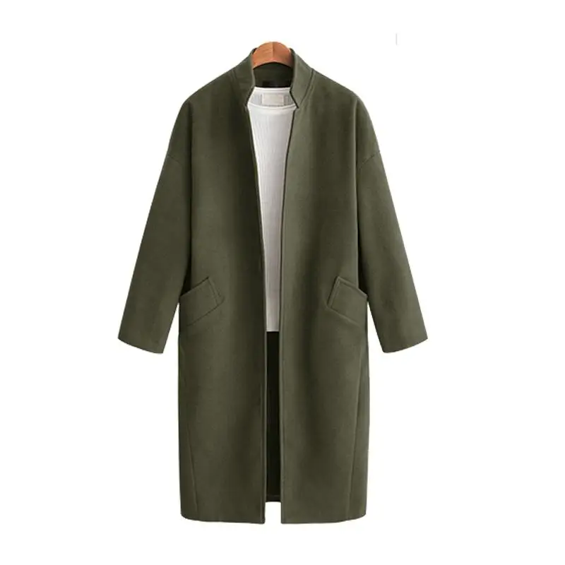 S-4XL Women Plus size Wool Coat Autumn Winter Long Woolen Coat Cardigan Stand Collar 3XL Large Size Elegant Long Overcoat Jacket