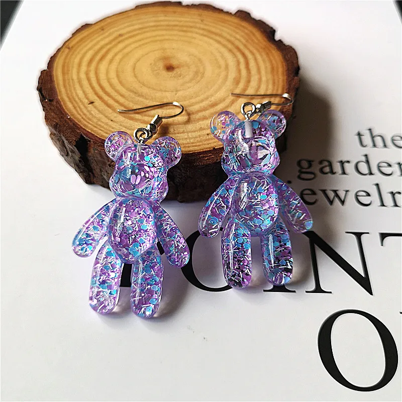 Nuovi Gioielli Di Moda Di Design Orecchini Pendenti Coreani Glitter Colorati Orsetti Gommosi Party For Women Girl Gift