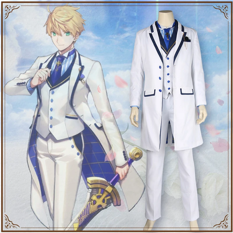 Fate Grand Order карнавальный костюм Артура пендракона белая униформа на День святого