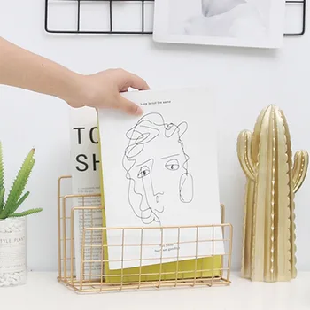 

Simple Grid Wrought Iron Newspaper Rack Magazine File Rack Study Desk Desktop Office Storage Free Shipping