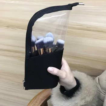 

Makeup Bag Pouch Stand-up Brush Holder Travel Organizer Transparent Portable Waterproof Cosmetic Bag d88