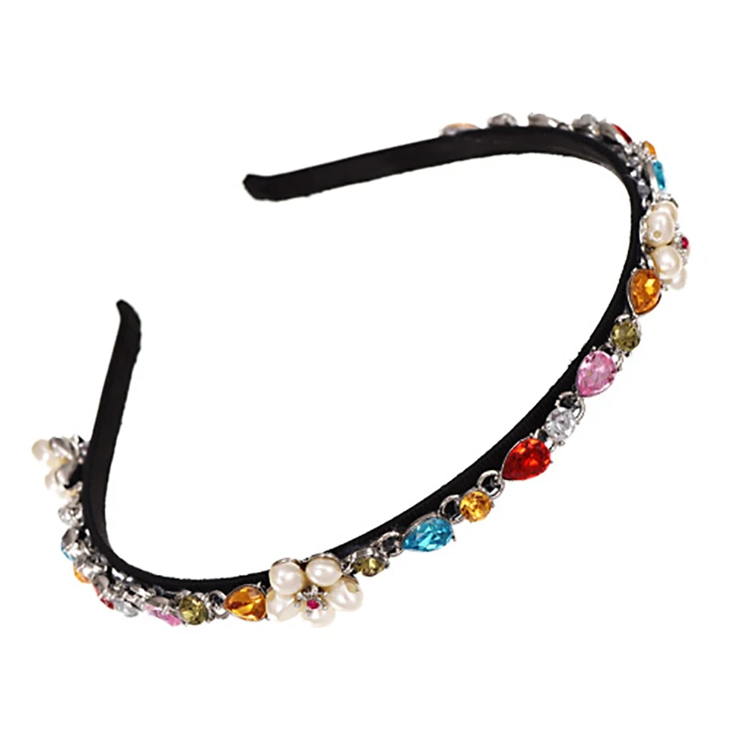 

ZHINI New Fashion Color Zircon Crystal Headband for Women Ethnic Charm Imitation Pearls Hair Accessories Wedding Jewelry 2020