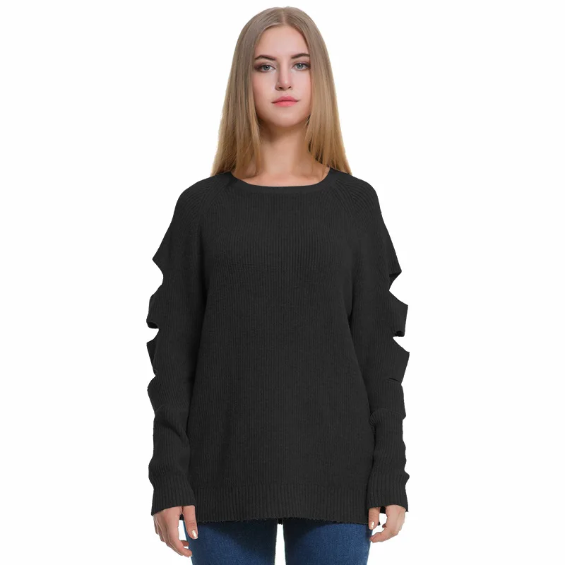 Sweaters Fashion 2020 Pullover Women Sweater Hole Solid Color Sweater Women Loose Lazy Sweaters Winter Clothes Women DD2435