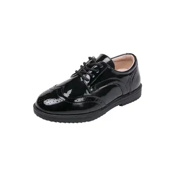 

New Kids Leather Shoes Wedding Dress Shoes for Boys Girls Children Black Performance Shoes Boys Formal Wedge Sneakers fashion