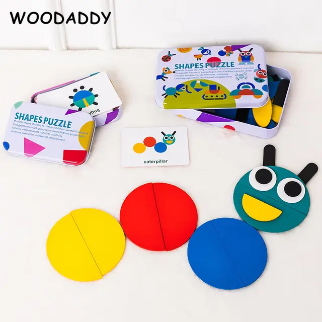 Dropshipping Geometry Puzzles Wooden Toys For Kids Shapes Puzzle Jigsaw Educational Toys Preschool Teaching Aids Gift 1