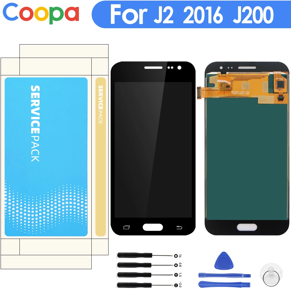 Для samsung Galaxy J2 J200 J200F J200M J200H J200Y ЖК-дисплей Дисплей кодирующий преобразователь сенсорного экрана в сборе с Яркость Управление