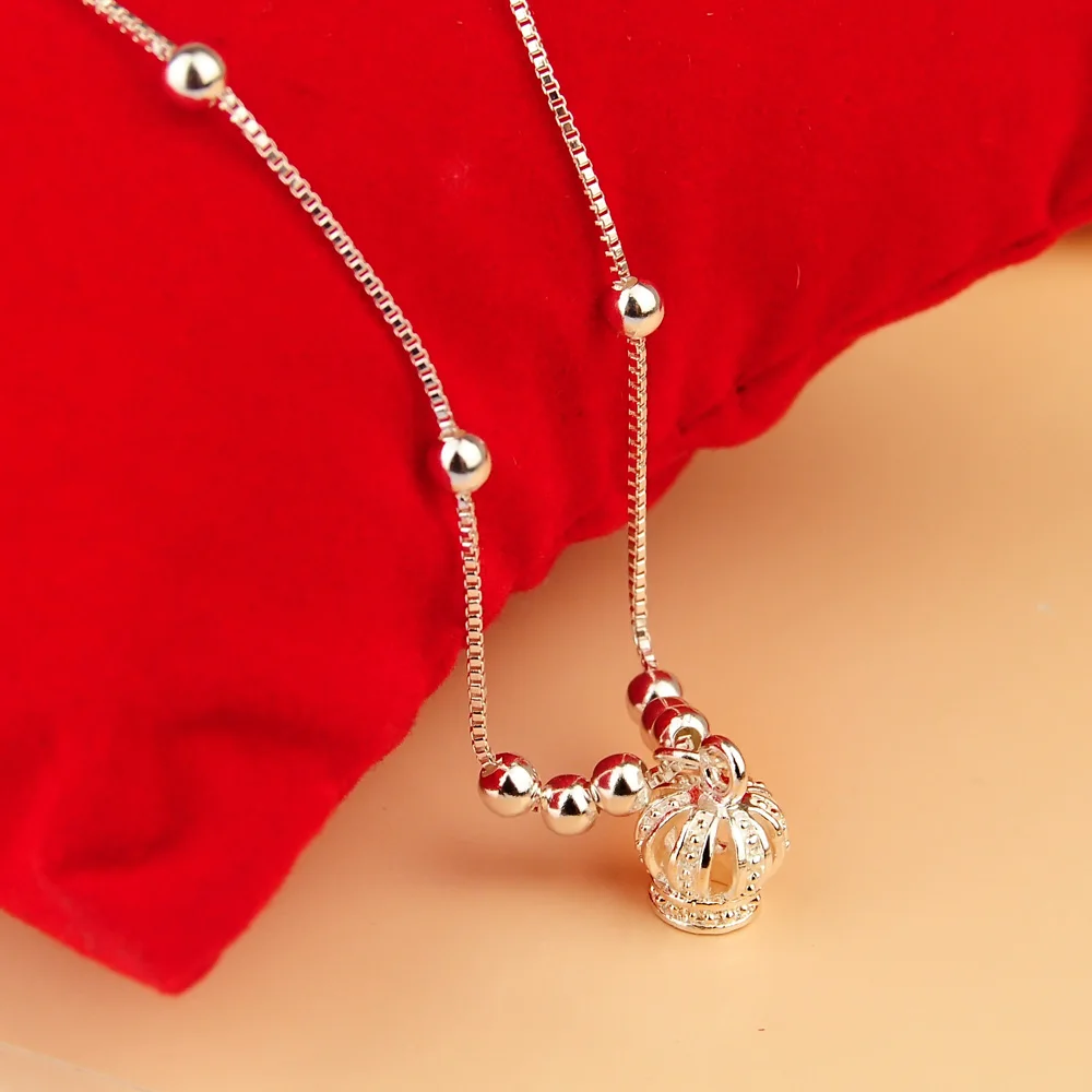 Sweet Simple Crown Shape Anklet Bracelet 925 Sterling Silver Ankel Beach Foot Chain Women Jewelry Girls' Summer Gift