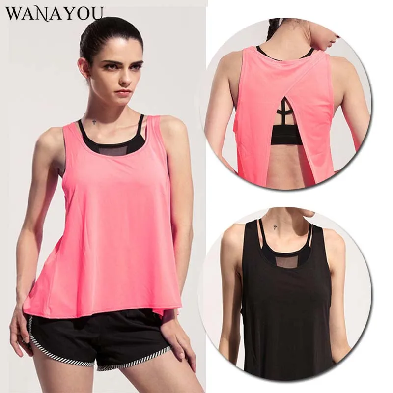 WANAYOU Split Back Women's Running Vest,Breathable Quick Dry Fitness Running Top Women,Workout