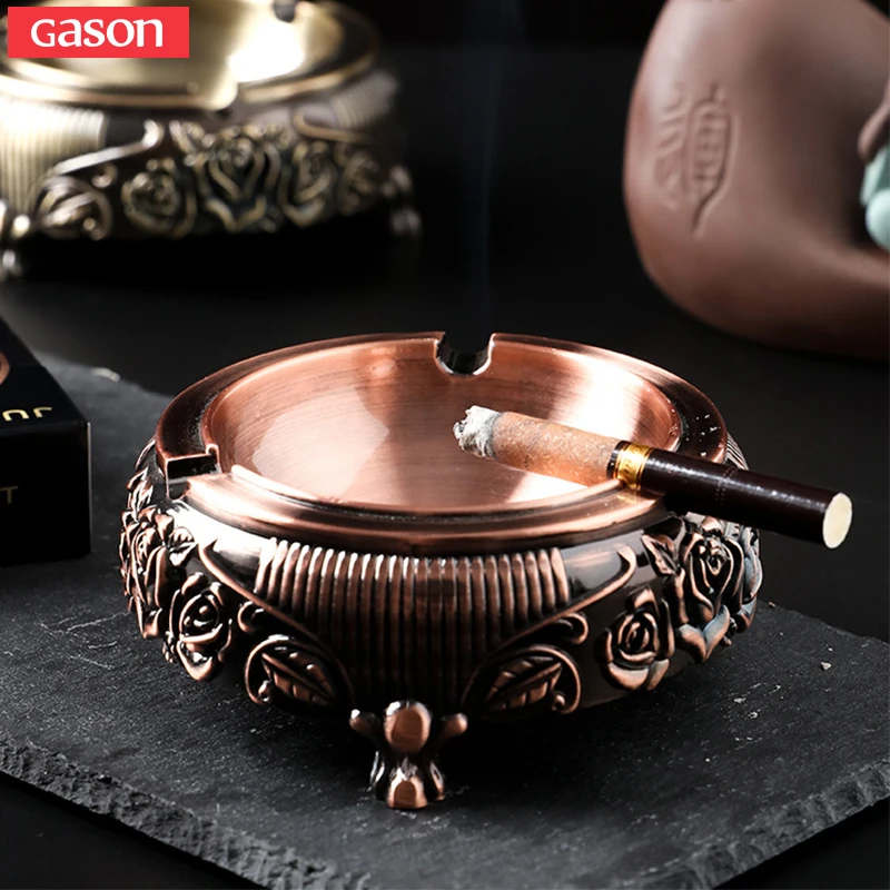 

GASON Ashtray Home Zinc Alloy Retro Three-dimensional Relief European Style Metal Gift Smoking Tray Outdoor Creative Ash Tray