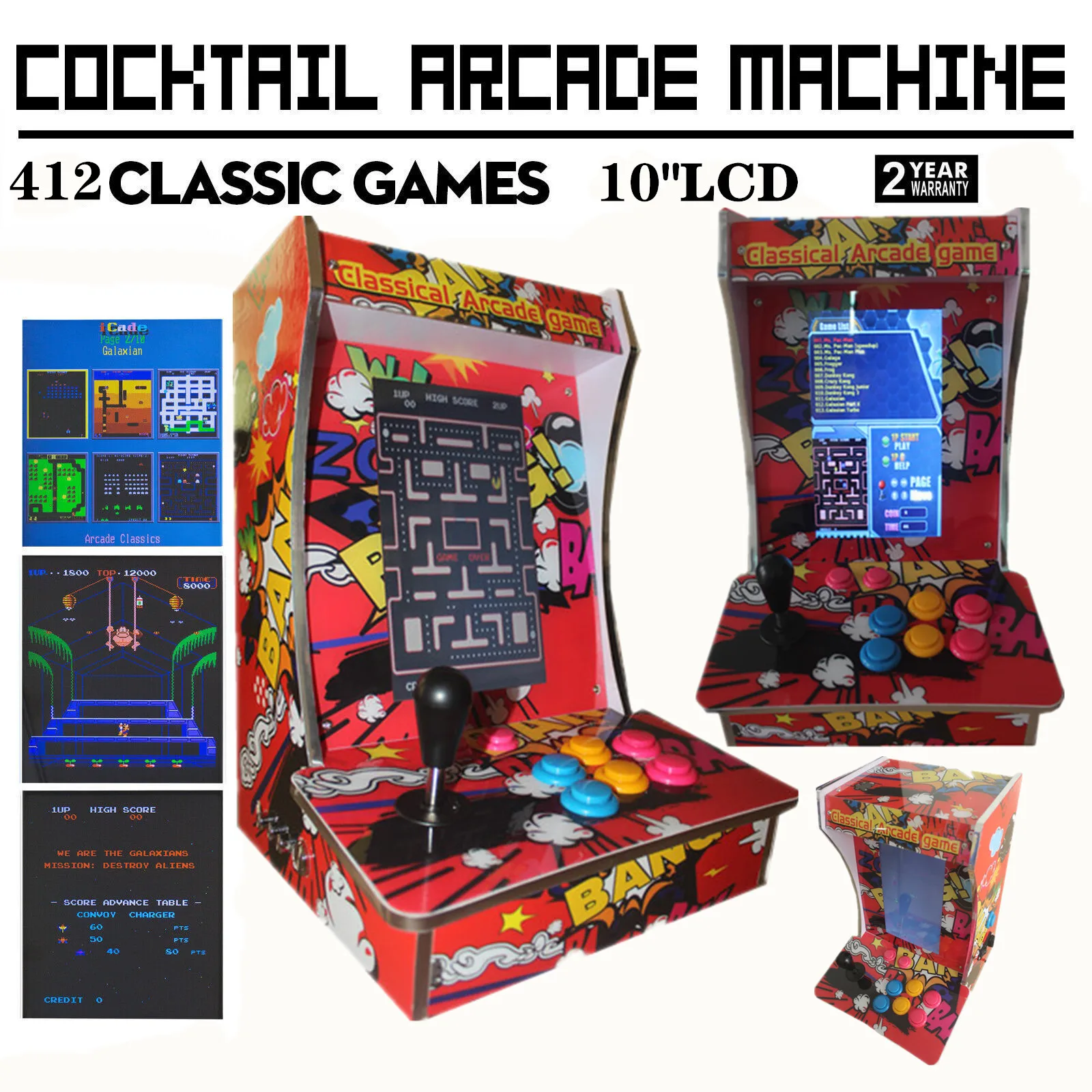 

Classical games 412 In 1 Game PCB/Long shaft joystick/Mini vertical type arcade machine for LCD Mini table top machine (10.4Inch