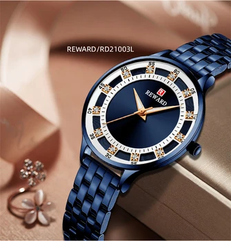 

Watch Women Japan Quartz Analog Wristwatch Rhinestone Scale REWARD Ladies Girls Bracelet Watches Waterproof Luminous Clocks