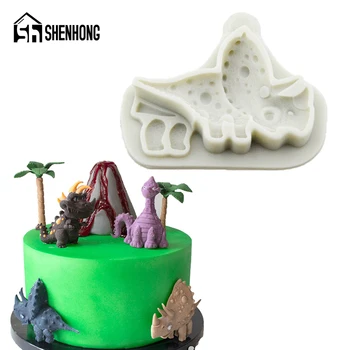 

SHENHONG Dinosaur Silicone Fondant Cake Mold Chocolate Candy Pastry Gum Paste Sugar Craft Decorating Mould For Child Birthday