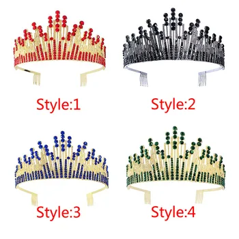 

Super Bright Elegant Bride Wedding Tiara Colorful Rhinestone Bride Crown with Comb Fashion Headdress Headband Hair Accessory VL