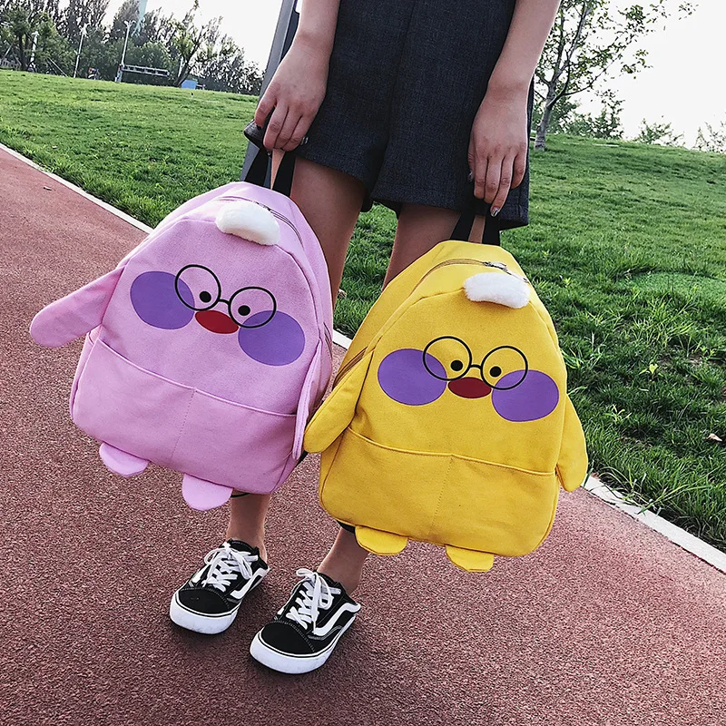 

2018 New Style Cartoon Cute Chickens Backpack Women's Middle School Students School Bag Young STUDENT'S Cool Children Canvas Bac