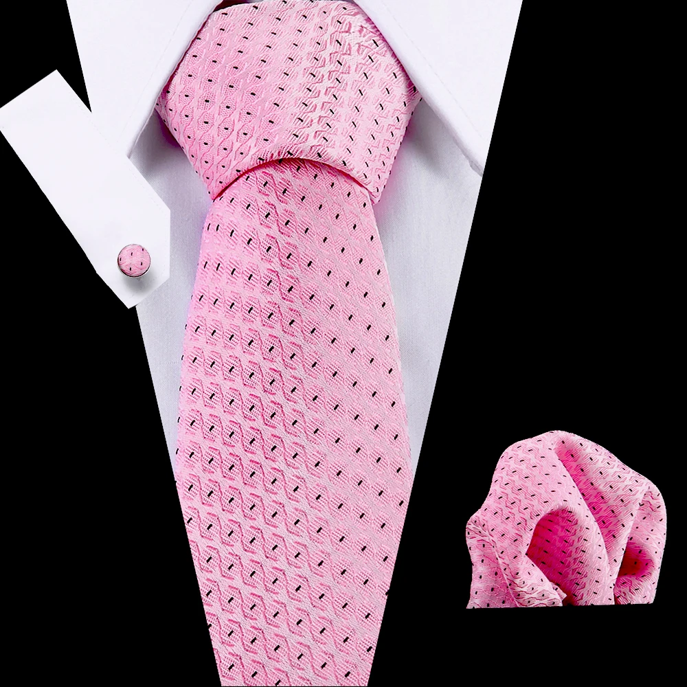 Мужской галстук s розовый 100% шелк Классический жаккардовый тканый удлиненный Hanky