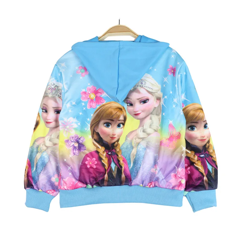 Jargazol/Детская куртка, пальто, Осенние Топы с капюшоном и изображением Эльзы и Анны, милые осенние куртки для девочек, верхняя одежда, костюм для маленьких девочек, топы с леденцами, толстовки