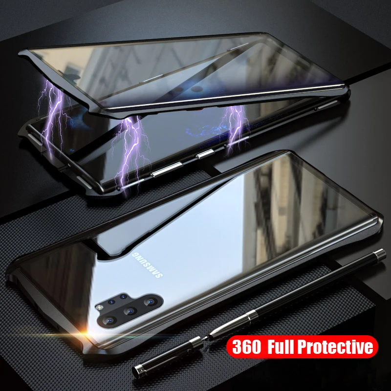 Полностью Магнитный чехол 360 для Samsung Galaxy Note 10 Plus Pro защитный корпус с
