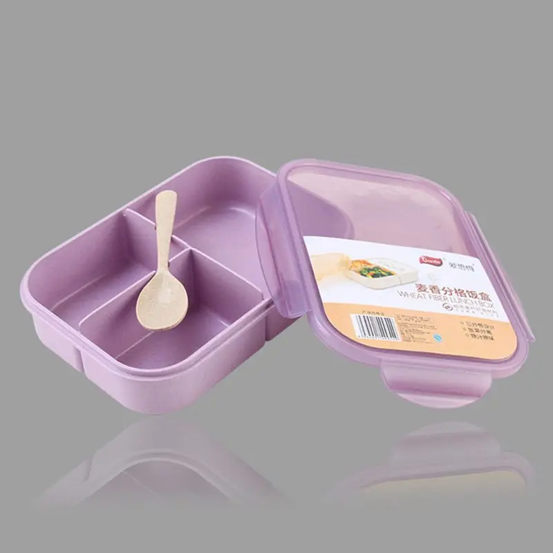 Прямая поставка и пшеничной соломы Ланч-бокс с ложкой Bento box креативный квадратный чехол для конфет посуда Nov.25